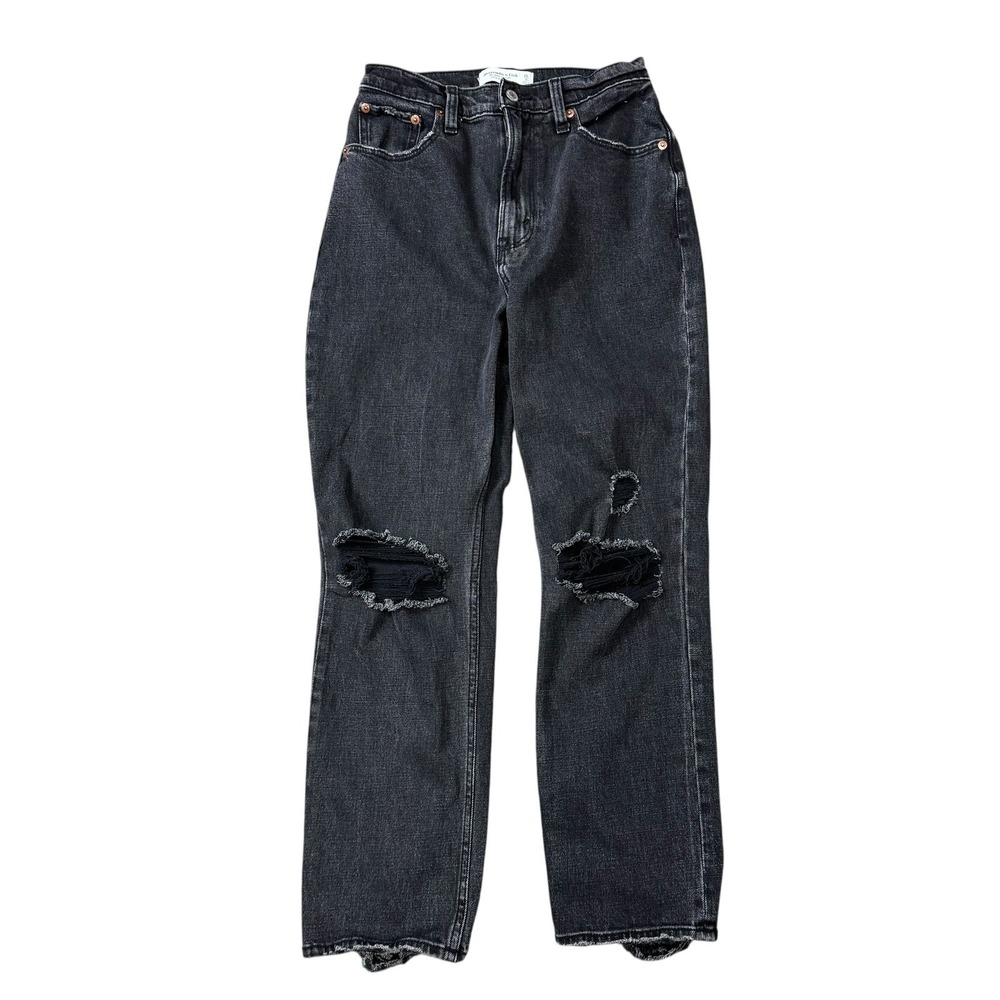 Abercrombie & Fitch Curve Love Ultra High Rise Ankle Straight Womens Jeans 24/2